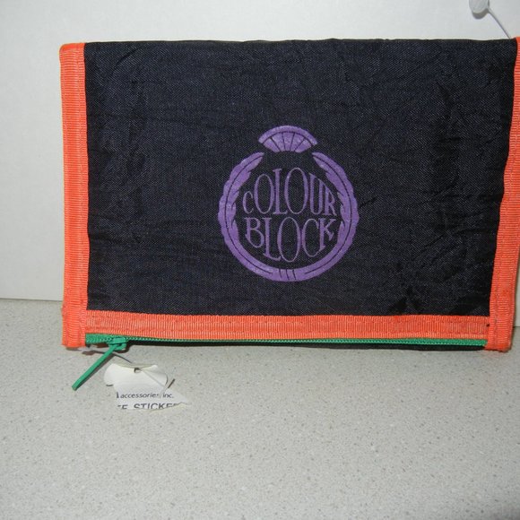 Vintage 1980's NWT Nylon Tri Fold Hook & Loop Wallet Pockets Key Ring CC ID Slot - Picture 3 of 12